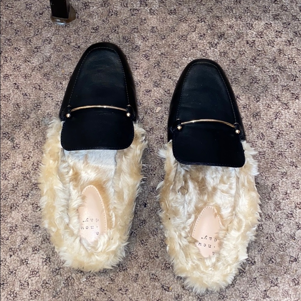 Faux fur mules